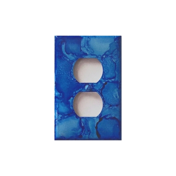 Hand Crafted Other - Hand Crafted Blue Abstract Design Duplex Outlet Wall Plate